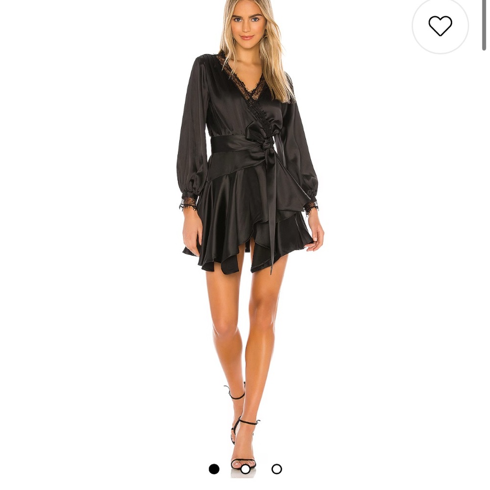 Lovers + Friends Black Satin Wrap Dress